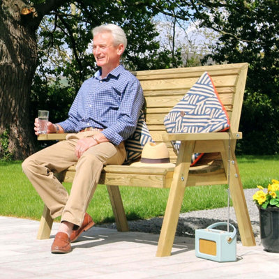 Zest Freya Wooden 2 Seater Garden Outdoor Bench Chair Patio Park - 6