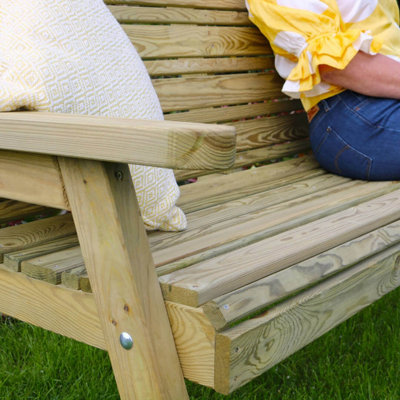 Zest Freya Wooden 3 Seater Garden Outdoor Bench Chair Patio Park - 5