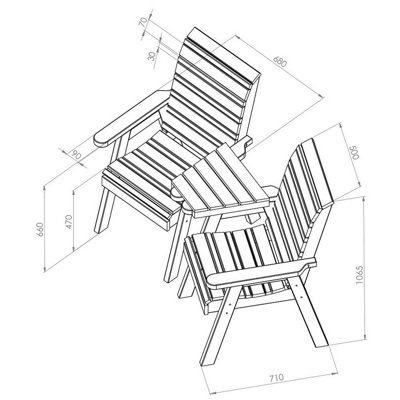 Zest Freya Wooden Companion Seat Garden Outdoor Chair Love Seat 2 Seater - 4