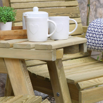 Zest Freya Wooden Companion Seat Garden Outdoor Chair Love Seat 2 Seater - 5