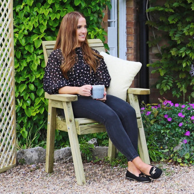 Zest Freya Wooden Garden Arm Chair Dining Seat Outdoor - 3