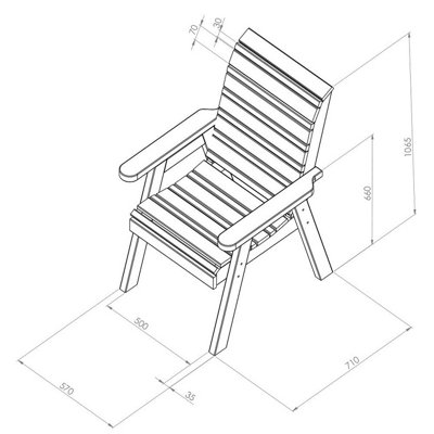 Zest Freya Wooden Garden Arm Chair Dining Seat Outdoor - 4