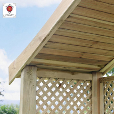 Zest Hampshire Arbour Wooden Garden Seat & Storage Box Trellis Sides & Cover - 9