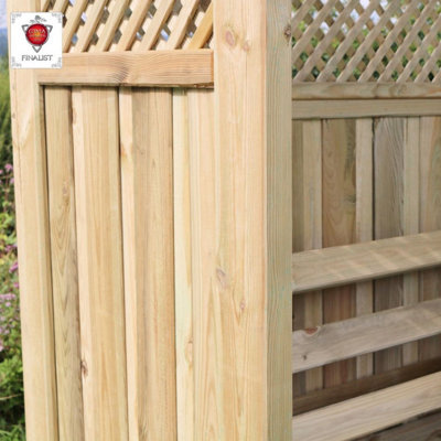 Zest Hampshire Arbour Wooden Garden Seat & Storage Box Trellis Sides - 8