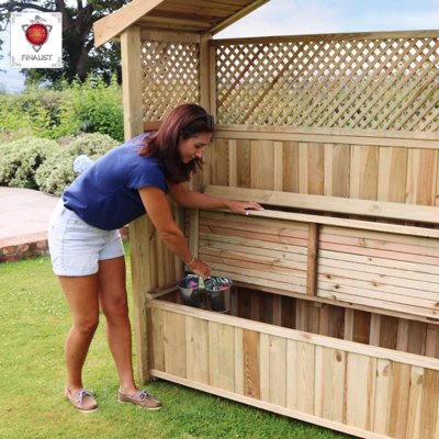 Zest Hampshire Arbour Wooden Garden Seat & Storage Box Trellis Sides - 9