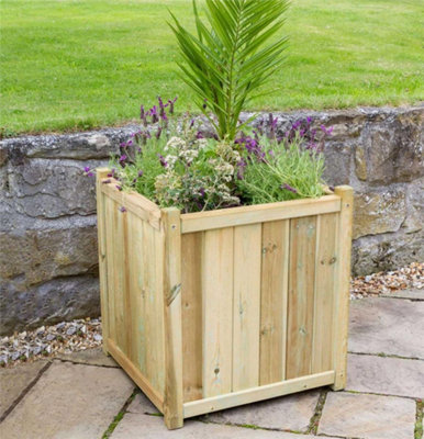 Zest Holywell Large Wooden Square Garden Planters Flowers