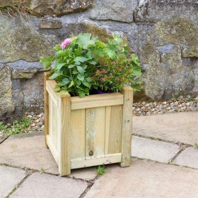 Zest Holywell Small Wooden Square Garden Planters Flowers