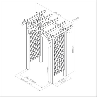 Zest Horizon Wooden Garden Arch Pergola Plant Support Trellis FSC Wood - 3