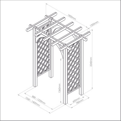 Zest Horizon Wooden Garden Arch Pergola Plant Support Trellis FSC Wood - 5