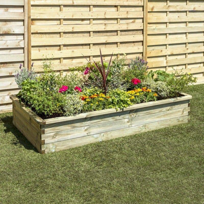 Zest Large Rectangular Sleeper Raised Wooden Bed Garden Planter 1.8m x 0.45m