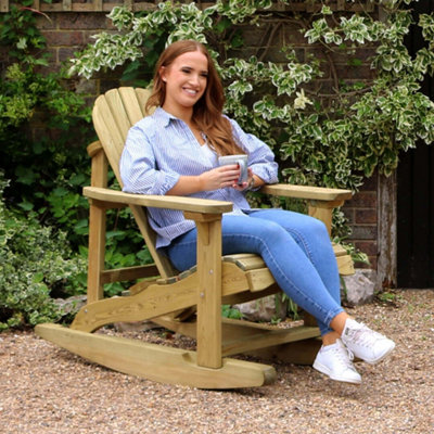 Zest Lily Wooden Rocking Chair Relax Seat Garden Lounger Arm Chair - 4