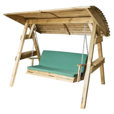 Zest Miami 2 Seater Swing Seat Bench Pad & Back Cushion Outdoor Green