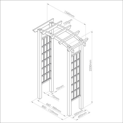 Zest Moonlight Large Trellis Wooden Garden Arch Pergola Plant FSC Wood - 3