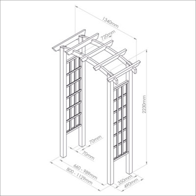 Zest Moonlight Large Trellis Wooden Garden Arch Pergola Plant FSC Wood - 9