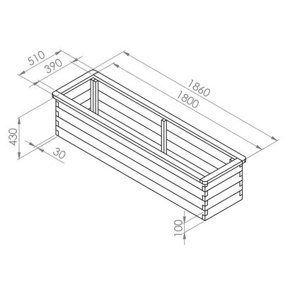 Zest Rectangular Sleeper Raised Wooden Bed Garden Planter 1.8m x 0.45m - 4