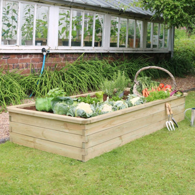 Zest Rectangular Sleeper Raised Wooden Bed Garden Planter 1.8m x 0.9m