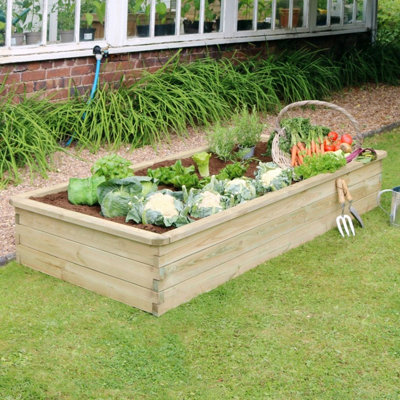 Zest Rectangular Sleeper Raised Wooden Bed Garden Planter 1.8m x 0.9m - 3