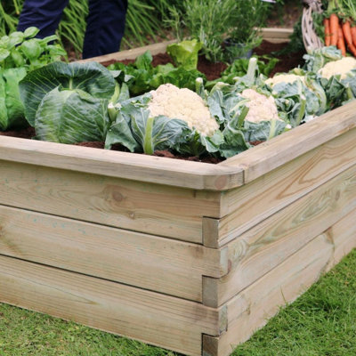 Zest Rectangular Sleeper Raised Wooden Bed Garden Planter 1.8m x 0.9m - 1
