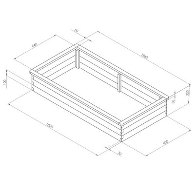 Zest Rectangular Sleeper Raised Wooden Bed Garden Planter 1.8m x 0.9m - 4