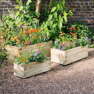 Zest Set of 3 Gresford Wooden Rectangular Garden Planters