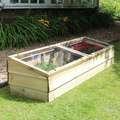Zest Sleeper Wooden Cold Frame Growhouse Greenhouse Garden Plant 1.7m - 4