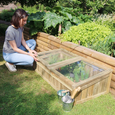 Zest Small Space Wooden Cold Frame Greenhouse Growhouse Planter