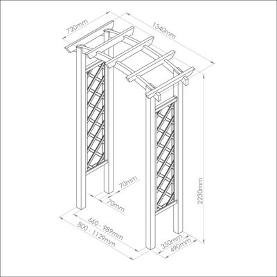 Zest Starlight Wooden Garden Arch Pergola Plant Support Trellis FSC - 4