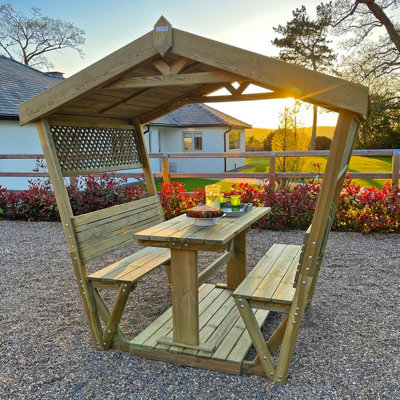 Zest Stirling Arbour Wooden Garden Seat Bench Dining Table Shelter Trellis