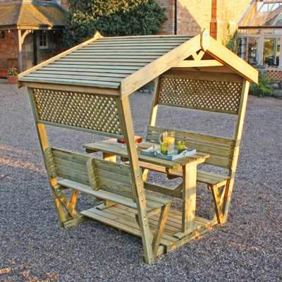 Zest Stirling Arbour Wooden Garden Seat Bench Dining Table Shelter Trellis - 4