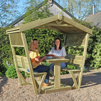 Zest Stirling Arbour Wooden Garden Seat Bench Dining Table Shelter Trellis - 5