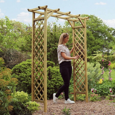 Zest Sunset Trellis Wooden Garden Arch Pergola Plant Support FSC Wood - 3