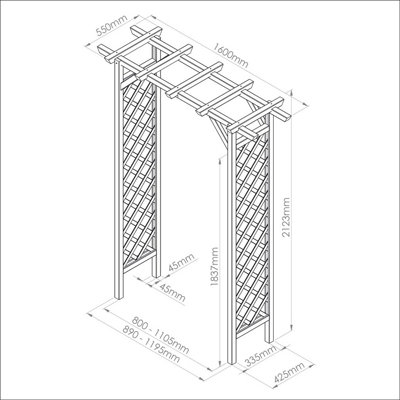 Zest Sunset Trellis Wooden Garden Arch Pergola Plant Support FSC Wood - 4