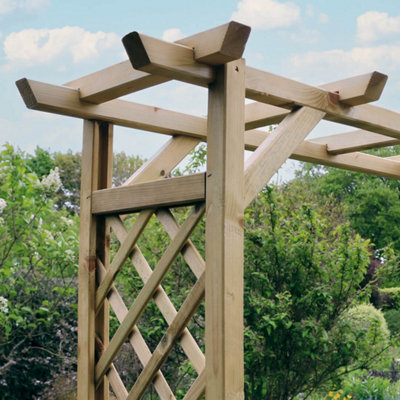 Zest Sunset Trellis Wooden Garden Arch Pergola Plant Support FSC Wood - 5