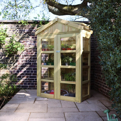 Zest Tall Botanical Wooden Greenhouse Growhouse Mini Shed Cold Frame Planter - 3