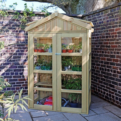 Zest Tall Botanical Wooden Greenhouse Growhouse Mini Shed Cold Frame Planter - 4