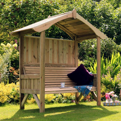 Zest Tenby Arbour Wooden Garden Seat Bench Shelter Sun Shade