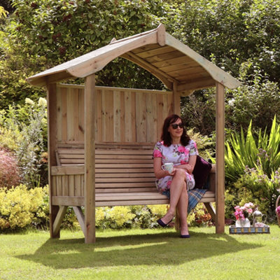 Zest Tenby Arbour Wooden Garden Seat Bench Shelter Sun Shade