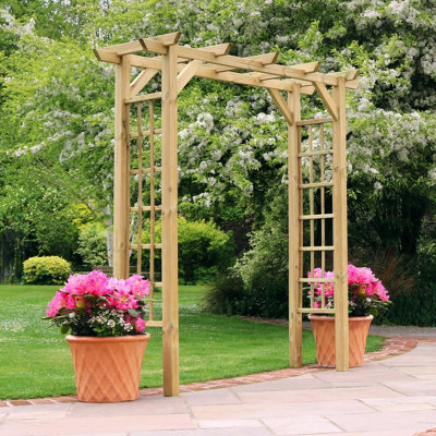 Zest Twilight Large Trellis Wooden Garden Arch Pergola Plant FSC Wood
