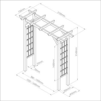 Zest Twilight Large Trellis Wooden Garden Arch Pergola Plant FSC Wood - 6