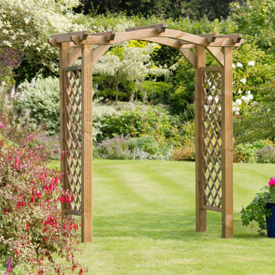 Zest Venus Wooden Garden Arch Pergola Plant Support Trellis FSC Wood