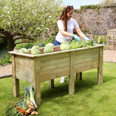 Zest Wooden Deep Root Planter Raised Vegetable Flower Bed Garden 1.8m - 5