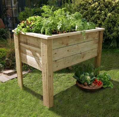 Zest Wooden Deep Root Planter Raised Vegetable Flower Bed Garden 1m