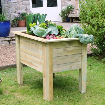 Zest Wooden Deep Root Planter Raised Vegetable Flower Bed Garden 1m - 4