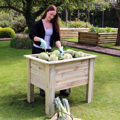Zest Wooden Deep Root Planter Raised Vegetable Flower Bed Garden 1m - 6