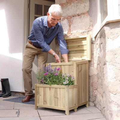 Zest Wooden Keep Safe Parcel Store Drop Box Garden Storage Lockable & Planter