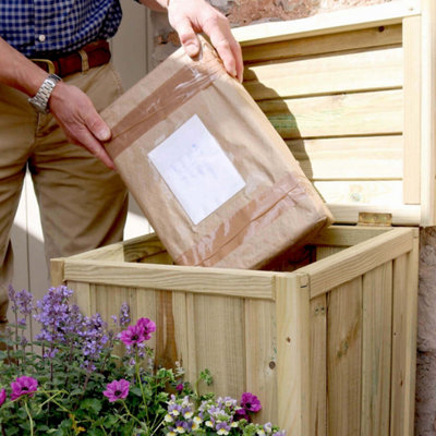 Zest Wooden Keep Safe Parcel Store Drop Box Garden Storage Lockable & Planter - 4