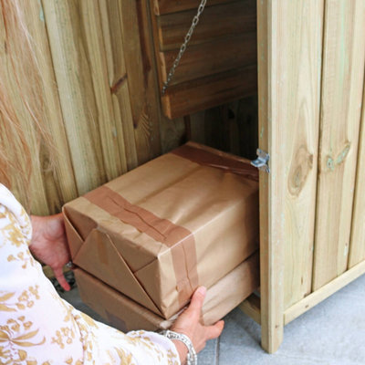 Zest Wooden Keep Safe Parcel Store Drop Box Garden Storage Side Access Lockable - 8