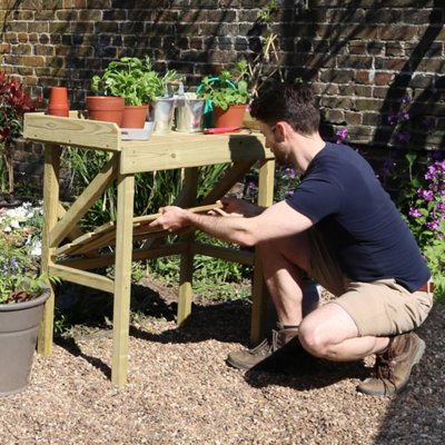 Zest Wooden Potting Bench Garden Work Table Multi Purpose Table - 3