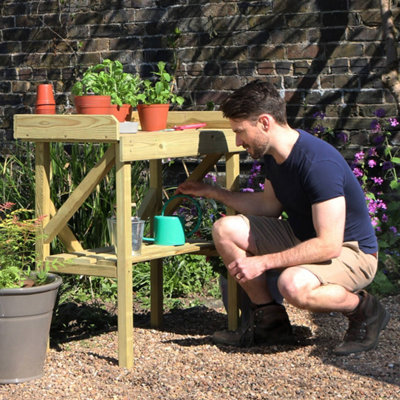 Zest Wooden Potting Bench Garden Work Table Multi Purpose Table - 4