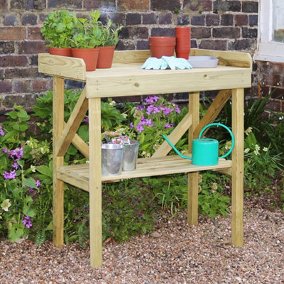 Zest Wooden Potting Bench Garden Work Table Multi Purpose Table - 5